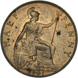 1901 Halfpenny - Victoria British Bronze Coin - Superb