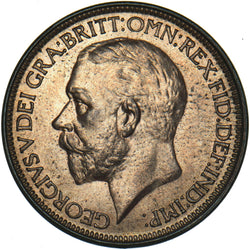 1925 Halfpenny (Modified Effigy) - George V British Bronze Coin - Superb