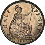 1925 Halfpenny (Modified Effigy) - George V British Bronze Coin - Superb