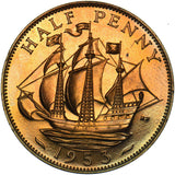 1953 Proof Halfpenny - Elizabeth II British Bronze Coin - Superb