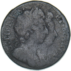1694 Farthing - William & Mary British Copper Coin