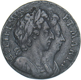 1694 Farthing - William & Mary British Copper Coin - Nice