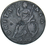 1694 Farthing - William & Mary British Copper Coin - Nice