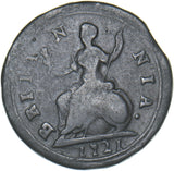 1721 Farthing - George I British Copper Coin