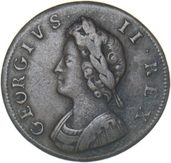 1730 Farthing - George II British Copper Coin - Nice