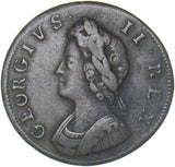 1730 Farthing - George II British Copper Coin - Nice
