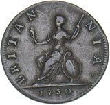 1730 Farthing - George II British Copper Coin - Nice