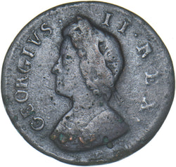1732 Farthing - George II British Copper Coin