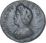 1732 Farthing - George II British Copper Coin
