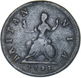 1732 Farthing - George II British Copper Coin