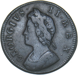 1733 Farthing - George II British Copper Coin - Nice
