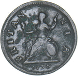 1736 Farthing - George II British Copper Coin
