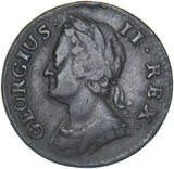 1744 Farthing - George II British Copper Coin