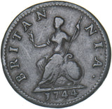 1744 Farthing - George II British Copper Coin