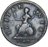 1746 Farthing - George II British Copper Coin