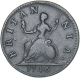 1746 Farthing - George II British Copper Coin - Nice