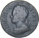 1750 Farthing - George II British Copper Coin