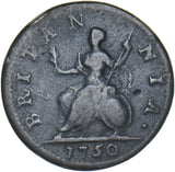 1750 Farthing - George II British Copper Coin