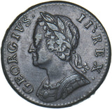 1754 Farthing - George II British Copper Coin - Nice