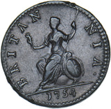 1754 Farthing - George II British Copper Coin - Nice