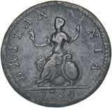 1754 Farthing - George II British Copper Coin