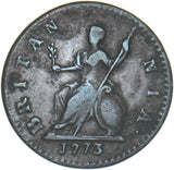 1773 Farthing - George III British Copper Coin