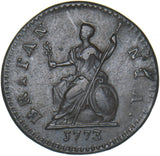1773 Farthing - George III British Copper Coin - Very Nice