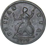 1774 Farthing - George III British Copper Coin - Nice