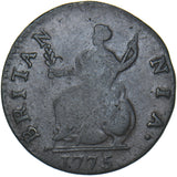 1775 Farthing (Contemporary Counterfeit) - George III British Copper Coin