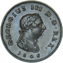 1806 Farthing - George III British Copper Coin - Nice