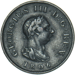 1806 Farthing - George III British Copper Coin - Nice