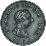 1806 Farthing - George III British Copper Coin - Nice
