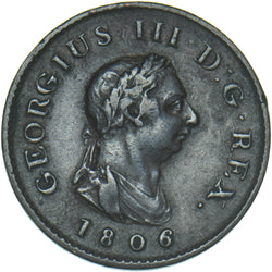 1806 Farthing - George III British Copper Coin - Nice