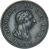 1806 Farthing - George III British Copper Coin - Nice