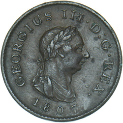 1807 Farthing - George III British Copper Coin - Nice