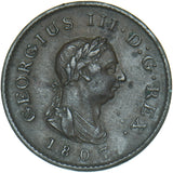 1807 Farthing - George III British Copper Coin - Nice