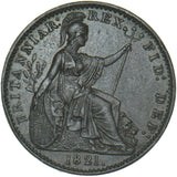 1821 Farthing - George IV British Copper Coin - Very Nice