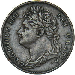 1825 Farthing (D Over U) - George IV British Copper Coin - Nice