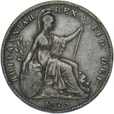 1825 Farthing (D Over U) - George IV British Copper Coin - Nice