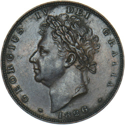 1826 Farthing - George IV British Copper Coin - Very Nice