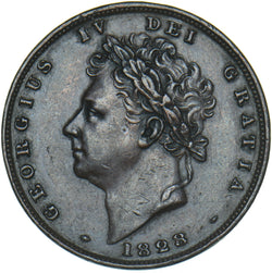 1828 Farthing - George IV British Copper Coin - Very Nice