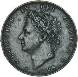 1828 Farthing - George IV British Copper Coin - Nice