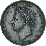 1828 Farthing - George IV British Copper Coin - Nice