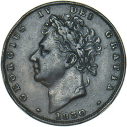 1830 Farthing - George IV British Copper Coin