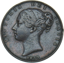 1839 Farthing - Victoria British Copper Coin - Nice