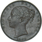 1840 Farthing - Victoria British Copper Coin - Very Nice