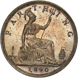 1890 Farthing - Victoria British Bronze Coin - Superb