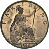 1896 Farthing - Victoria British Bronze Coin - Superb