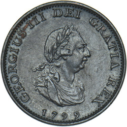 1799 Farthing - Victoria British Bronze Coin - Very Nice