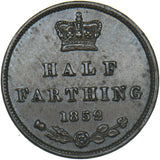 1852 Half Farthing - Victoria British Copper Coin - Very Nice